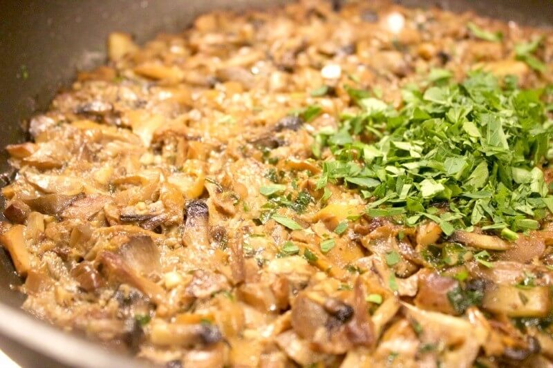 At The Italian Table with Gina Stipo. The luscious mushroom sauce which would soon be tossed with the freshly cooked pasta