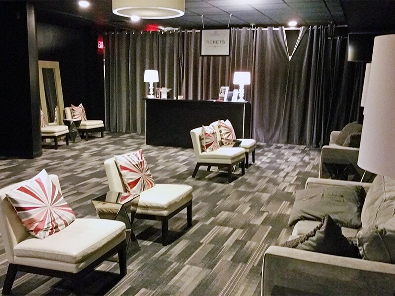 The lobby of the Red Mountain Theatre Company's cabaret theatre Red Mountain Theatre Company