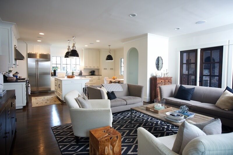 kitchen and living room