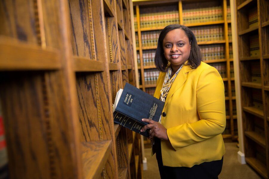 Liz Huntley in the library at Lightfoot, Franklin & White Liz Huntley