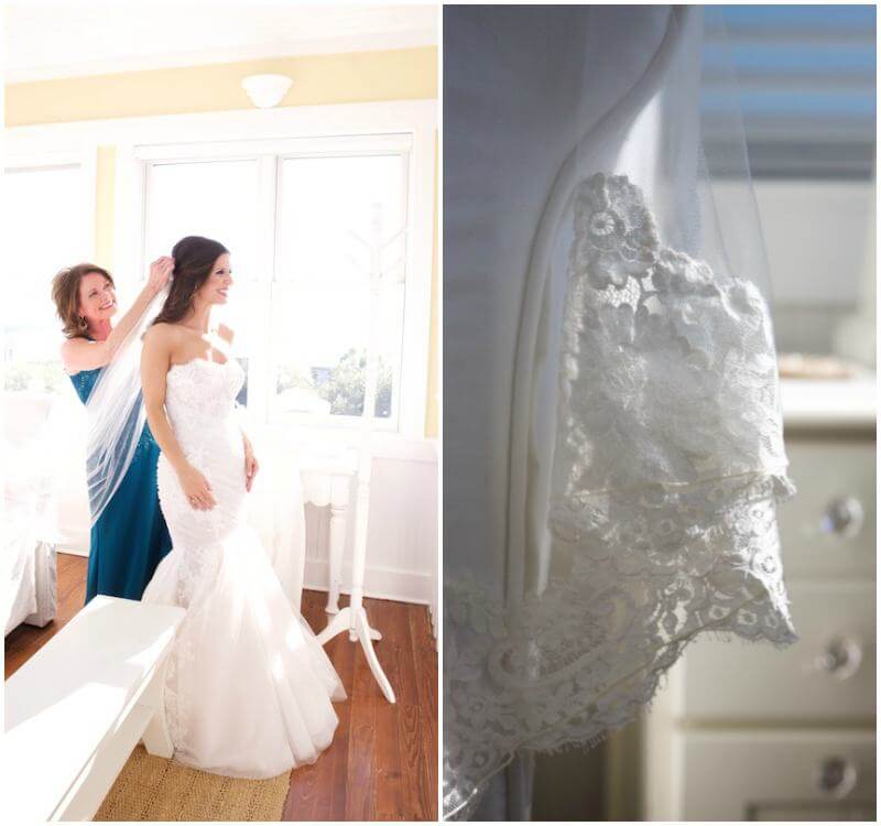 Katherine's mother helps her prepare in a sun-washed room at Seaside. Seaside wedding