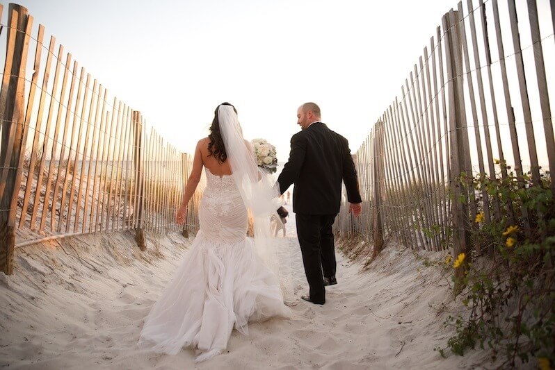 Katherine and Hunter head to the oceanfront to savor their special day.