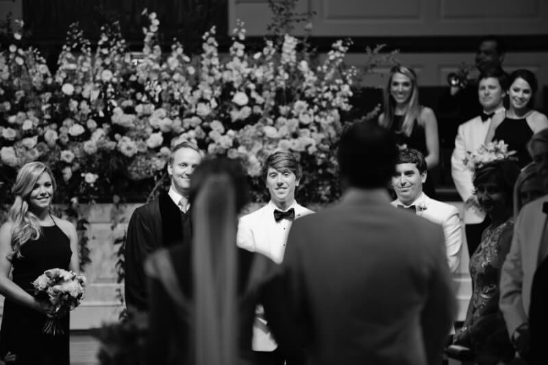 Bryant sees his bride for the first time.