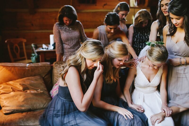 Bridesmaids praying
