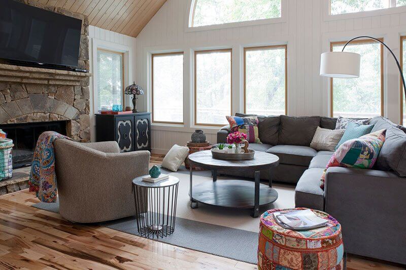 You might never guess that this Lake Lanier home with FLOR tiles is wheelchair accessible! Interior designer: Beth Johnson