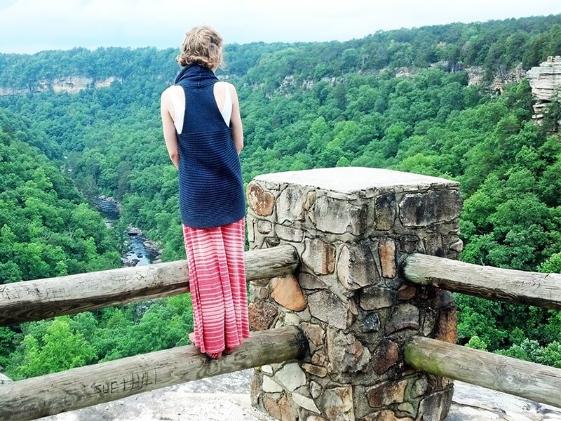 A visitor steps up to take in the majestic view at Little River Canyon. Little River Canyon