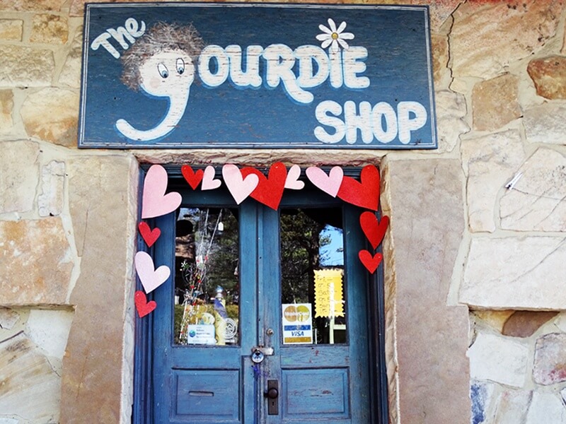 The entrance to the Gourdie Shop, a haven for utterly unique finds! Gourdie Shop