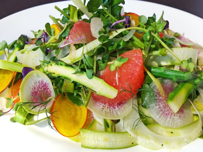 Shaved asparagus and foraged watercress salad from FoodBar Chef George McMillan FoodBar salad