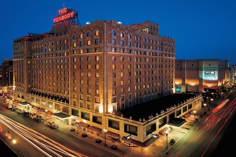 The glowing sign atop The Peabody is hard to miss.