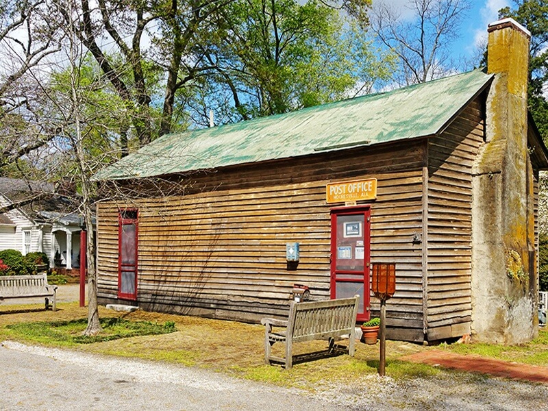 The 1840s post office is the oldest in continual use in Alabama. Some of the 48 post boxes have belonged to families for several generations. For much of its history, it was part of a grocery where locals have treasured memories of going to the post office to get an ice cream.