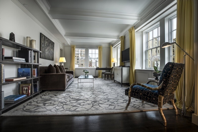 Living room area in a suite at The Mark Hotel, NYC