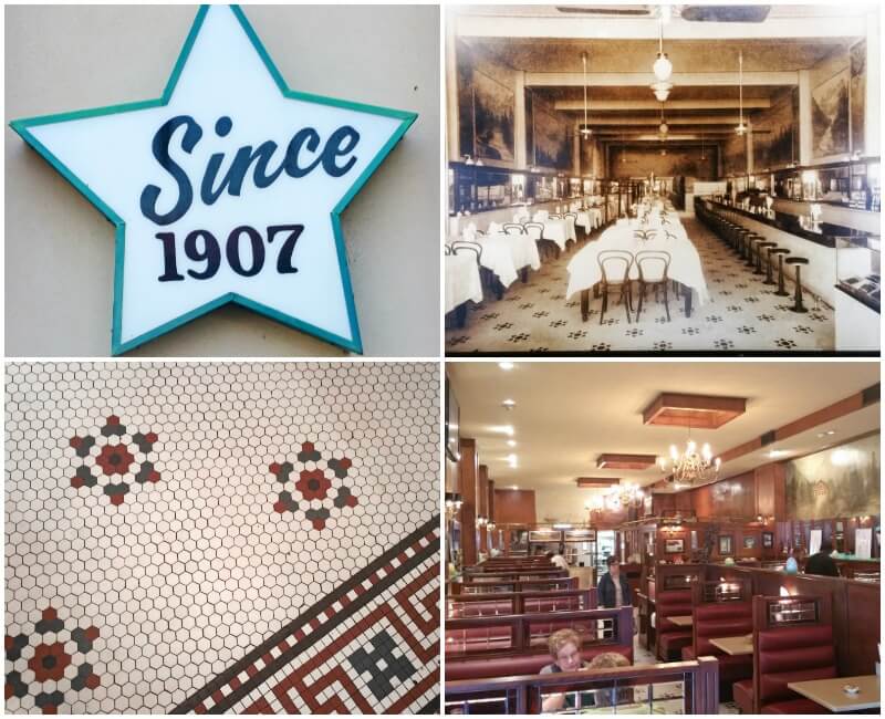 The original tile floors from the current location, established in 1915, are still in the main dining room today. The original tile floors from the current location, established in 1915, are still in the main dining room today.