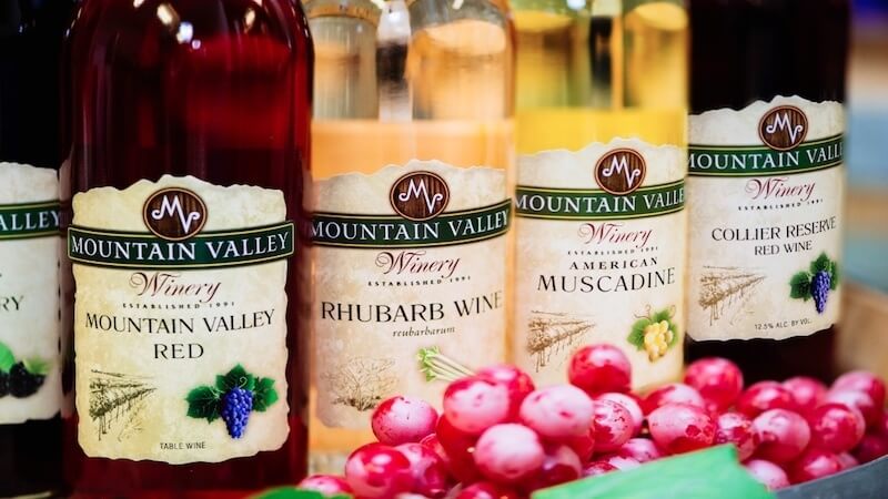 A selection of Mountain Valley Winery options | Image: TNVacation.com A selection of Mountain Valley Winery options | Image: TNVacation.com