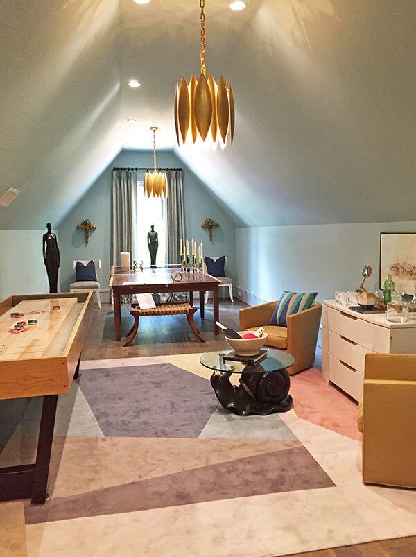 Lots of interesting shapes and angles give the room edge. sb-atlanta-southeasternhome-gameroom