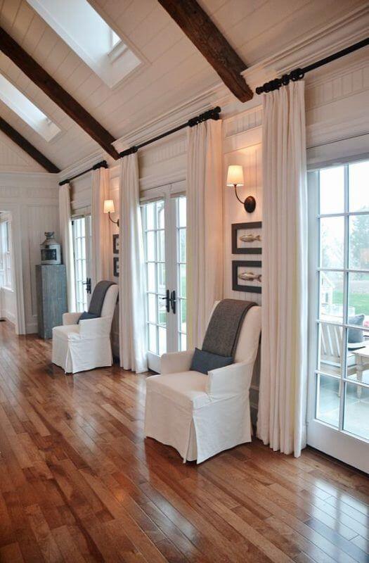 Long drapes are a great way to add drama to French doors
