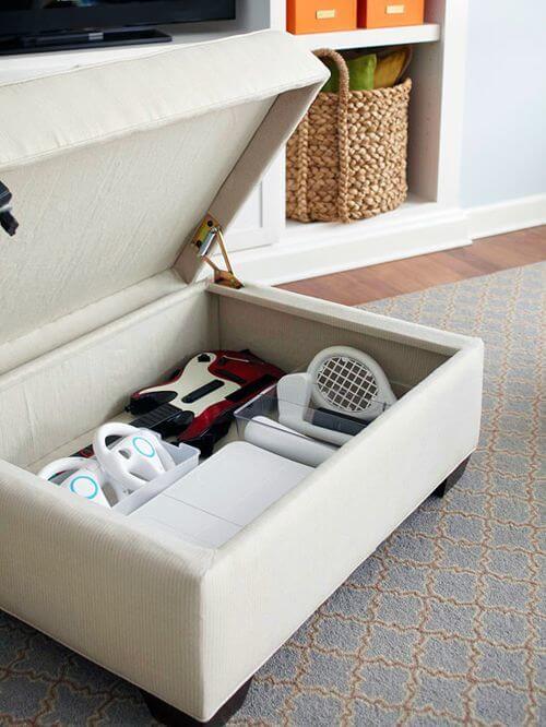 Hidden storage is a great way to minimize clutter 