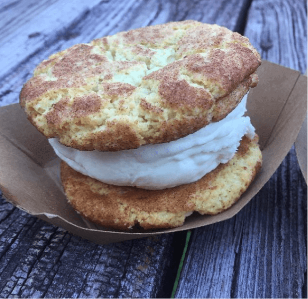 Birmingham food truck Snickerdoodle cookie paired with vanilla ice cream