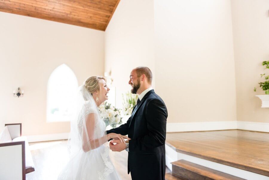 We love how a first look gives the bride and groom a few special moments together to get out the jitters before the big day. Just look at the grin on this groom! We love how a first look gives the bride and groom a few special moments together to get out the jitters before the big day. Just look at the grin on this groom!