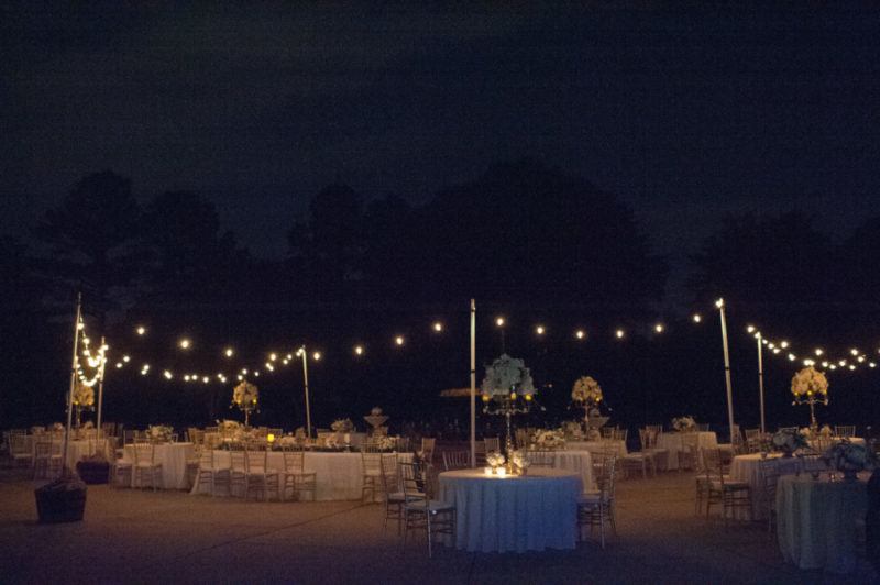 At dusk, hanging and tabletop candles were lit and cafe lights illuminated the outdoor space.