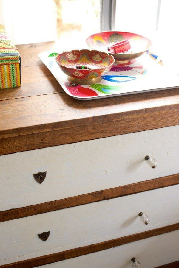Caroline painted the drawers of this antique oak dresser in order to lighten up the look of the piece for her daughter's room.