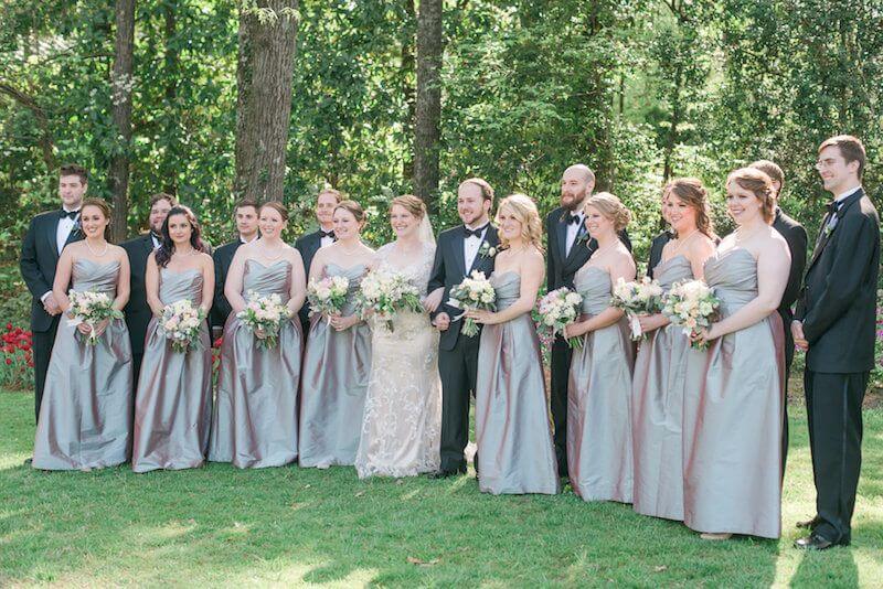 The bridal party consisted of sixteen attendants: Sarah’s cousins were her matron and maid of honor, and six of her former roommates, high school, college and Memphis friends served as her bridesmaids.