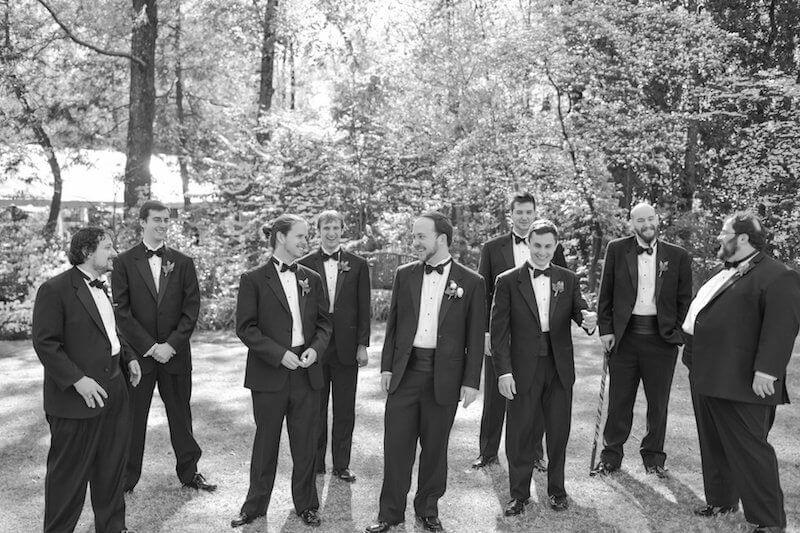 John’s brother was his best man and his groomsmen included Sarah’s brother, John’s law school and college friends and former roommates.