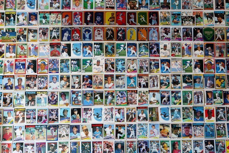 A lifelong baseball fan, Jeremy's baseball card wall in his workshop is a work of art.