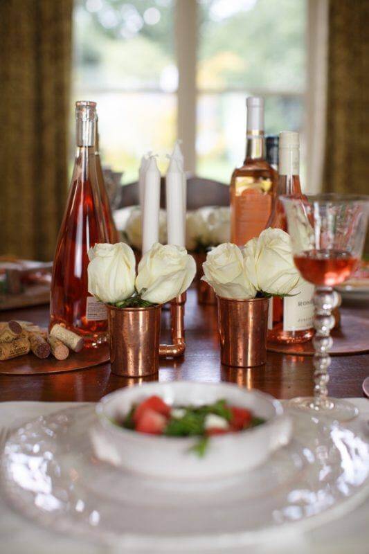 No need for vases. Use vintage copper cups for understated elegance.