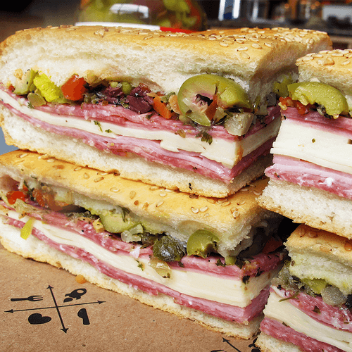 muffuletta sandwich is a typical New Orleans food