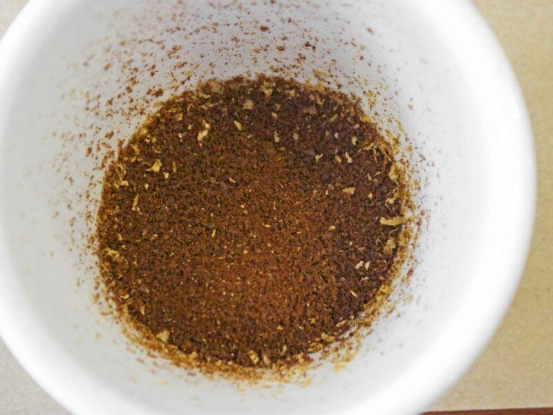 just one ground bean here One of the bean varieties freshly ground for the cupping class at Good Folks Coffee