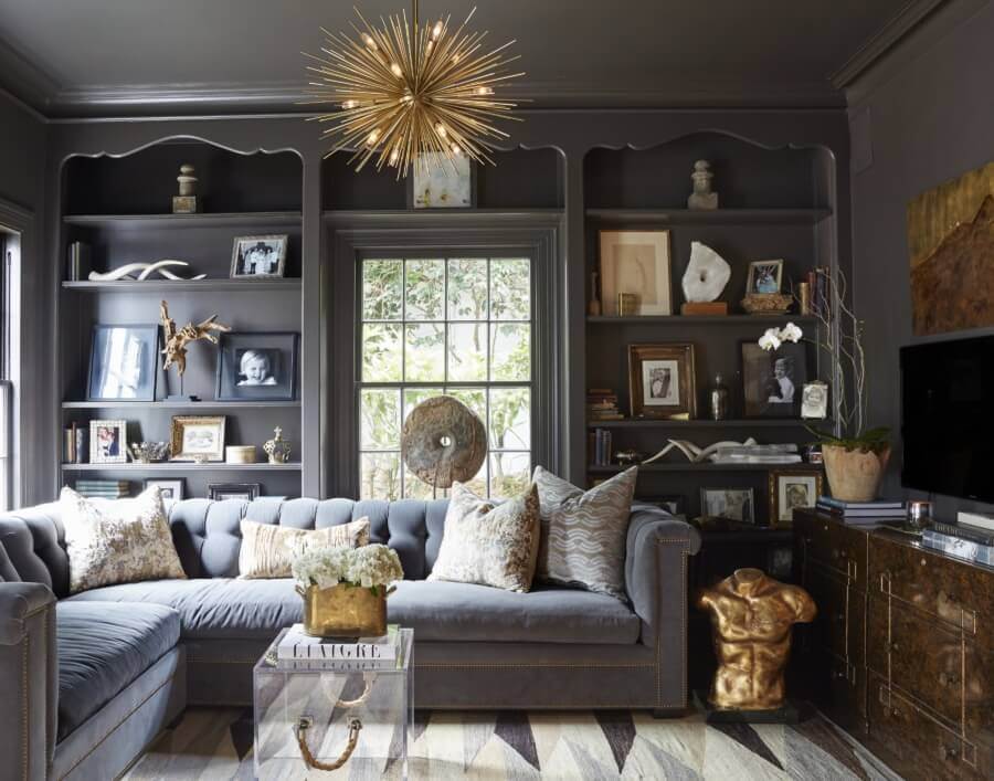 This library and TV room is well-loved by Jan and her family.