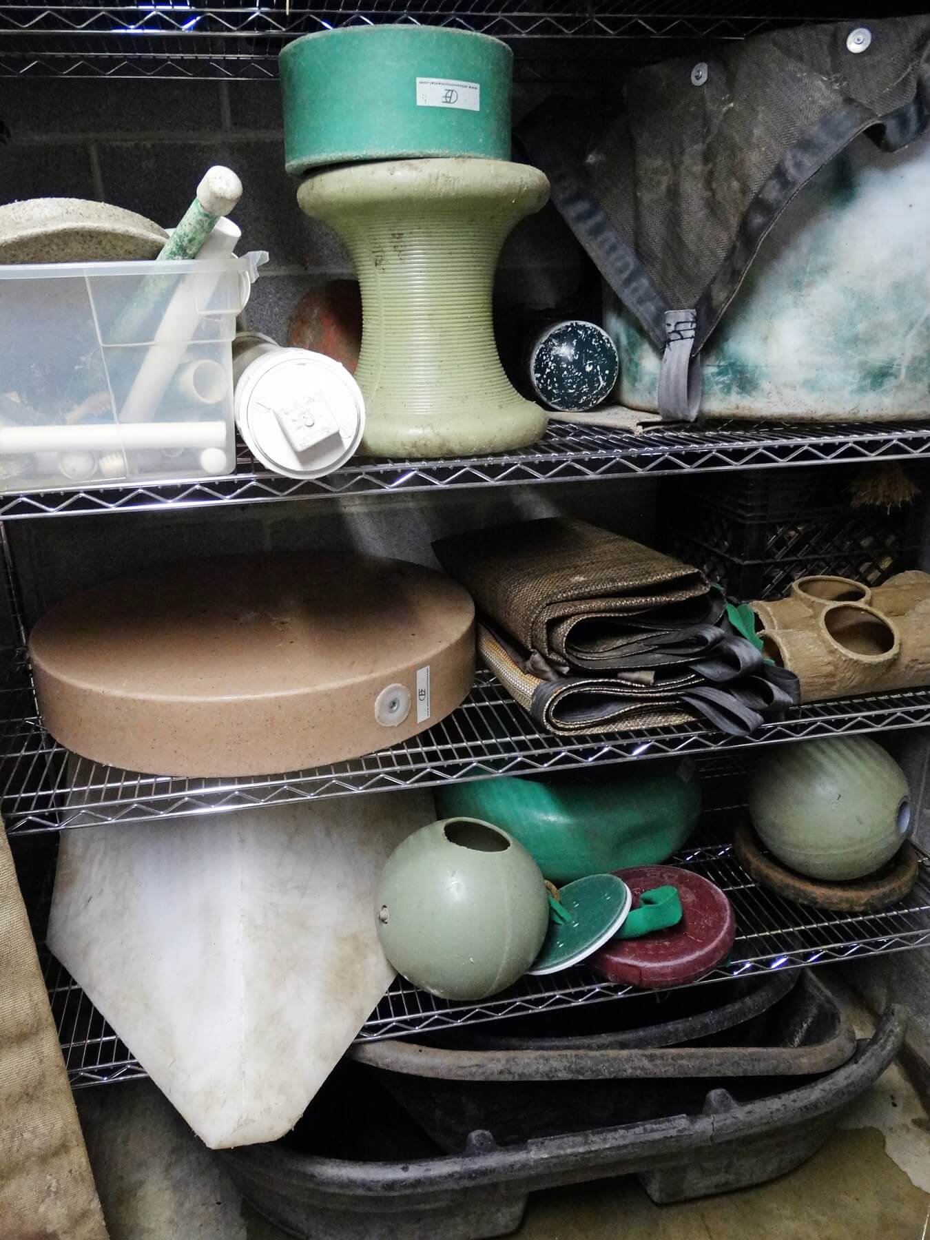 The zoo has shelves of enrichment and training items to engage the giant otters in discovery and play.