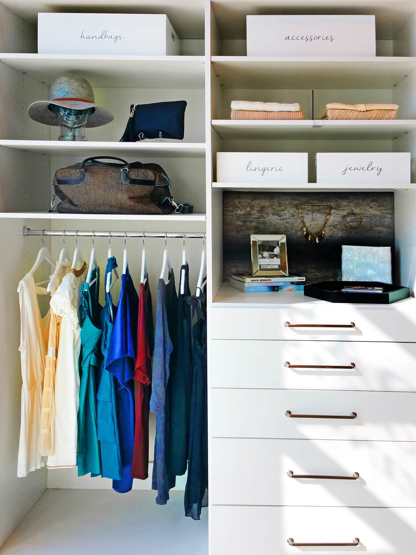 Creative ways to store hats and jewelry add style — and a bit of fun — to your closet space.