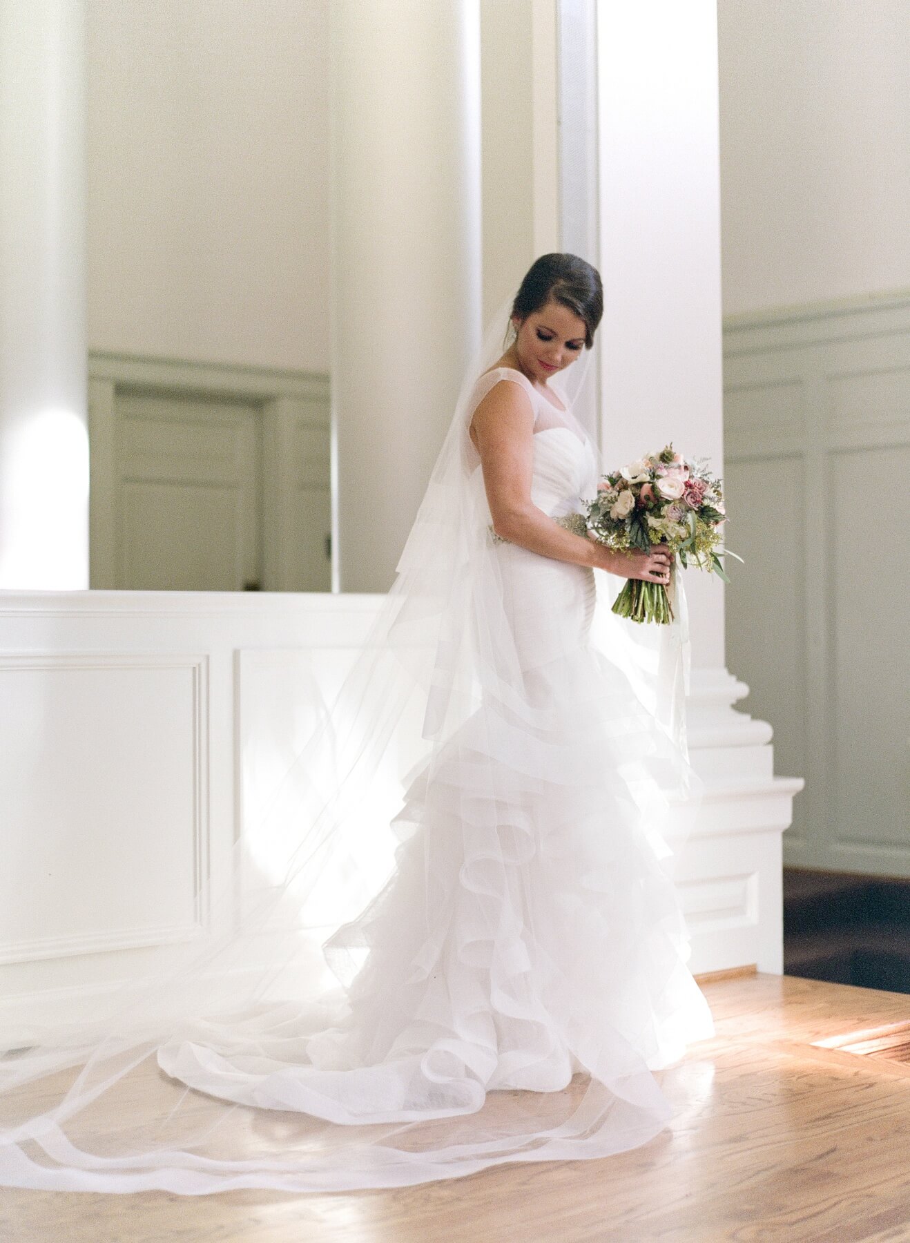 Dressed in her breathtaking Judd Waddell gown, Amy waits to see her groom for the first time on their wedding day. Dressed in her breathtaking Judd Waddell gown, Amy waits to see her groom for the first time on their wedding day.