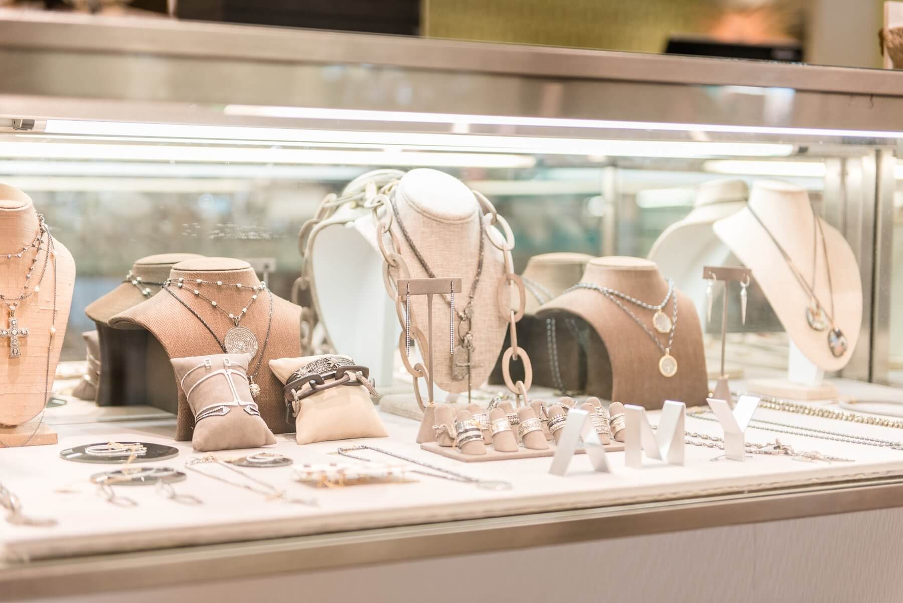 “I am not a cookie cutter person, and I don’t like to compete with the traditional jewelry store look,” says Regina Sigman, who owns Regina Jewelry and Treasures in Gus Mayer.