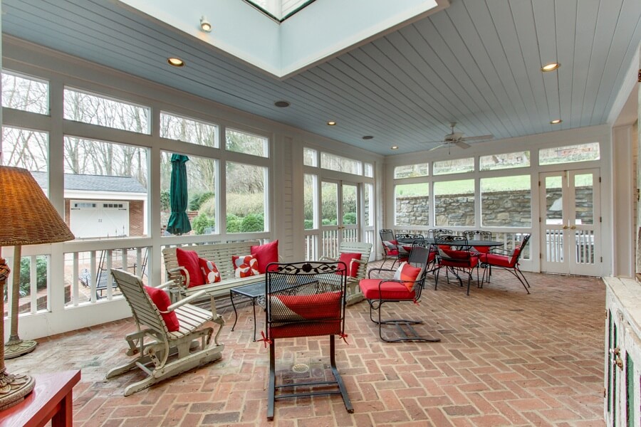 The screened porch is perfect for a cool fall evening meal or curling up with a good book. The screened porch is perfect for a cool fall evening meal or curling up with a good book.