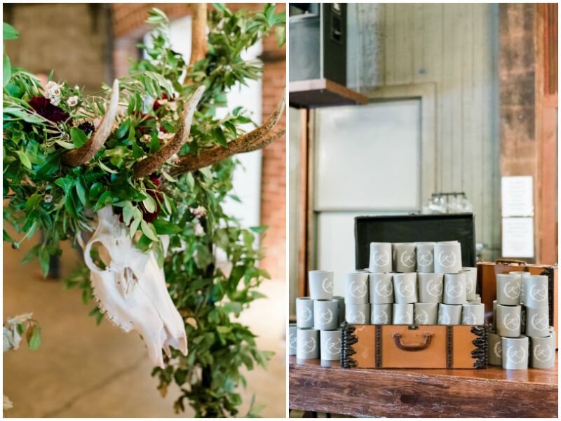 Brittni loved the ingenious floral designs. Another of Brittni's favorite touches were the monogrammed koozies for guests.