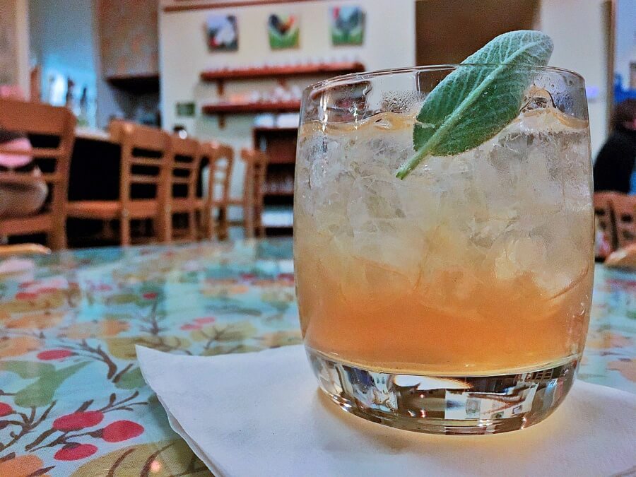 artisan cocktail with sage leaf