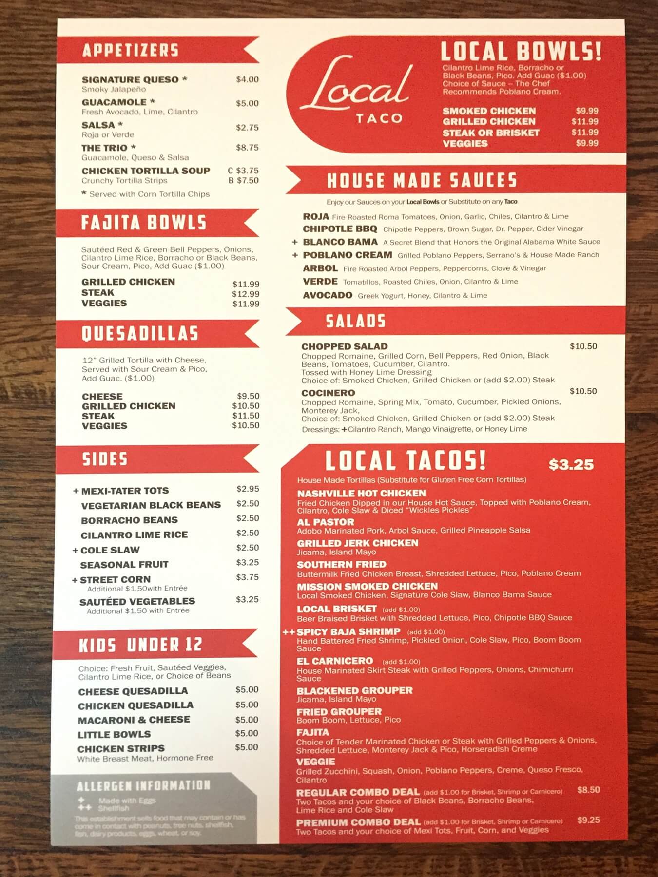 The menu is constantly evolving at Local Taco. The menu is constantly evolving at Local Taco.