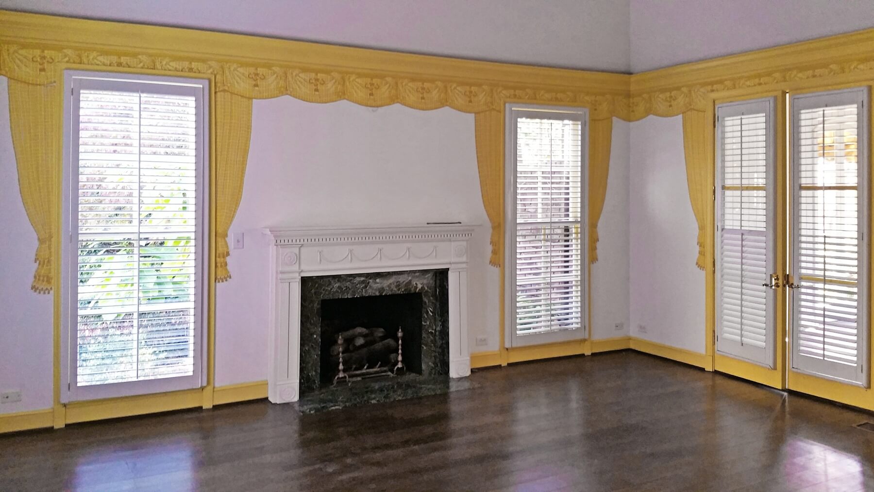 Before: The master bedroom had some quirky yellow wallpaper! Before: The master bedroom had some quirky yellow wallpaper!