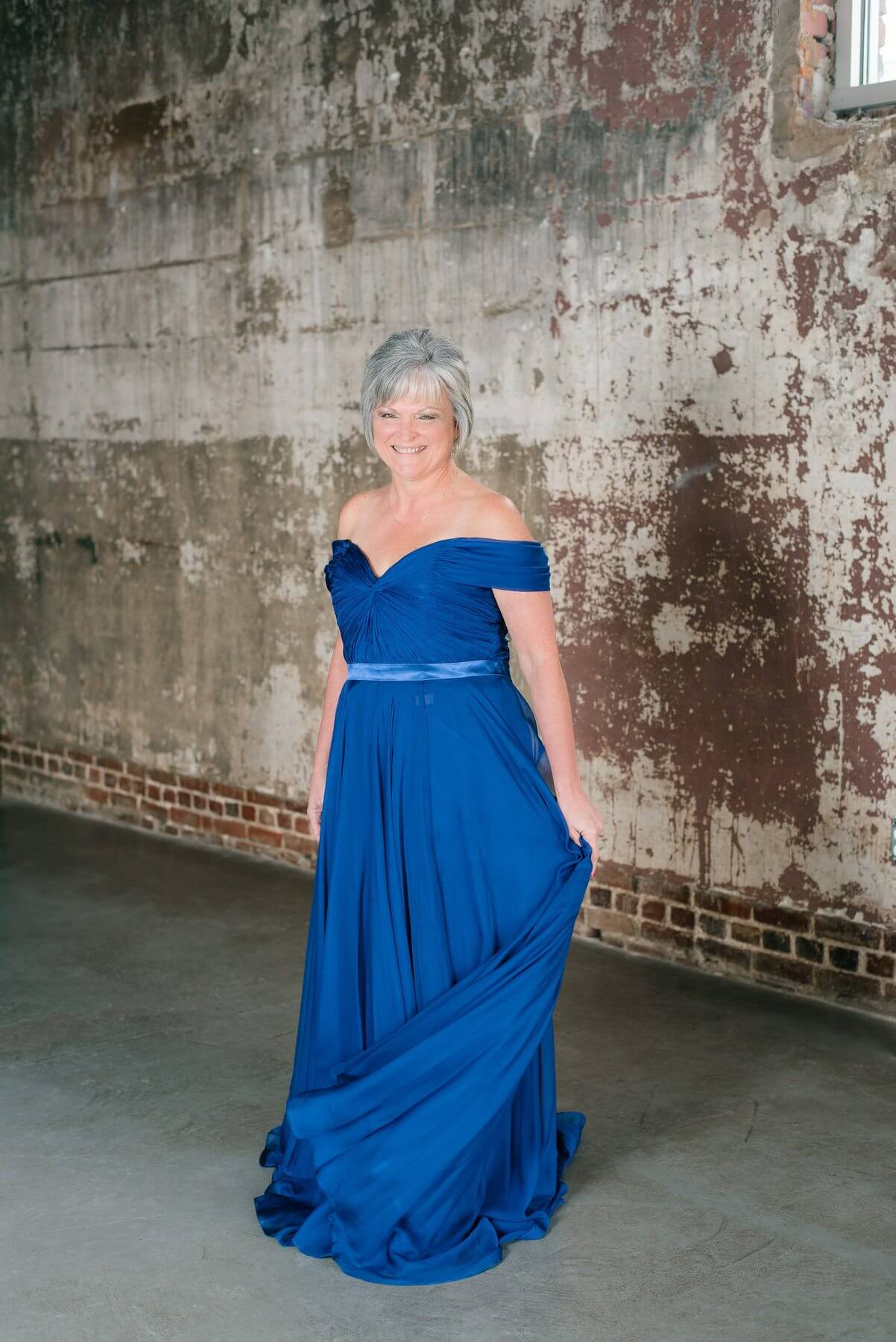 From The Clothes Tree by Deborah: Jovani blue off-the-shoulder gown, $550