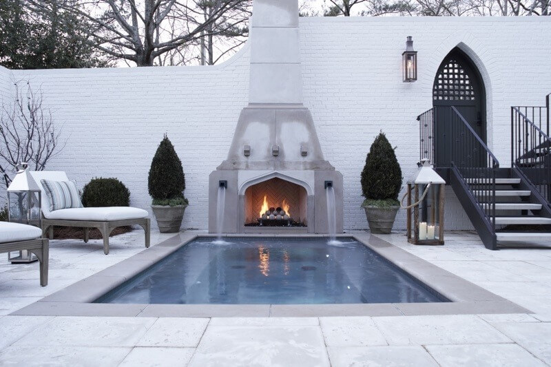 The patio extends to this lovely fireside pool. The patio extends to this lovely fireside pool.