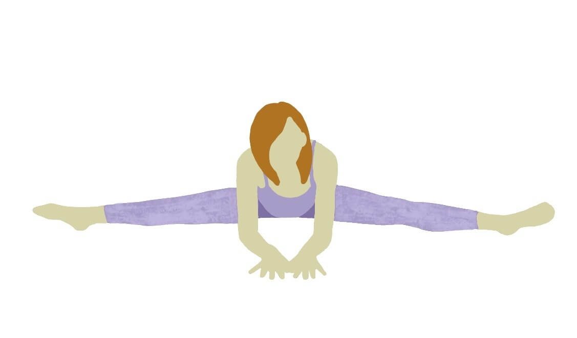 Breathe into the stretch as you gently reach further, keeping the knees pointed towards the ceiling.