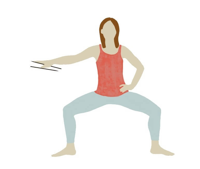 The wide second move targets the top of the thigh and the inner thigh.