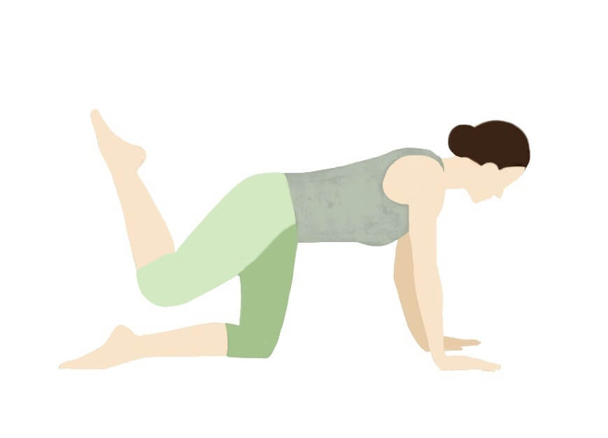 The hands-and-knees move works the ledge of the seat and the hamstring.