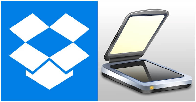 Try a free version of the Dropbox app and the TurboScan app.