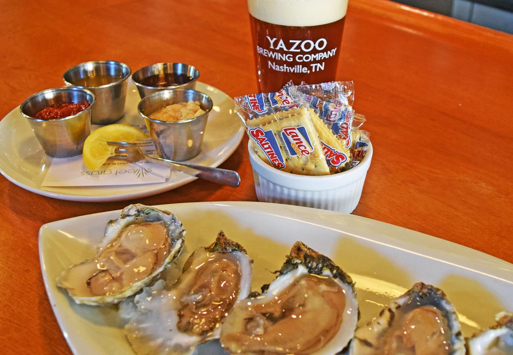 Oysters on the half shell are available by the half dozen or dozen. Oysters on the half shell are available by the half dozen or dozen.