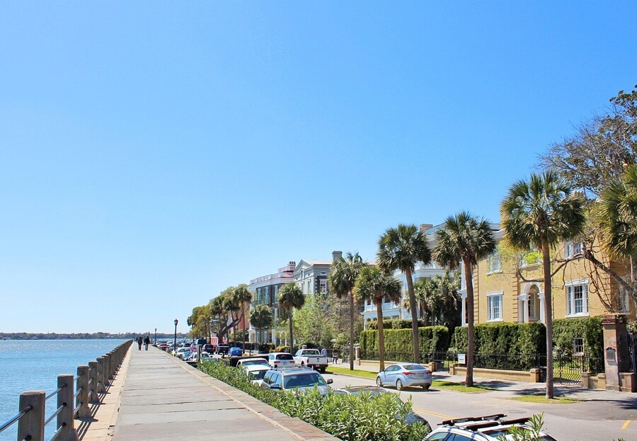 The Ashley and Cooper Rivers come together at the seawall known as The Battery, popular with visitors because of the antebellum homes along the stroll. Image: Lisa Mowry