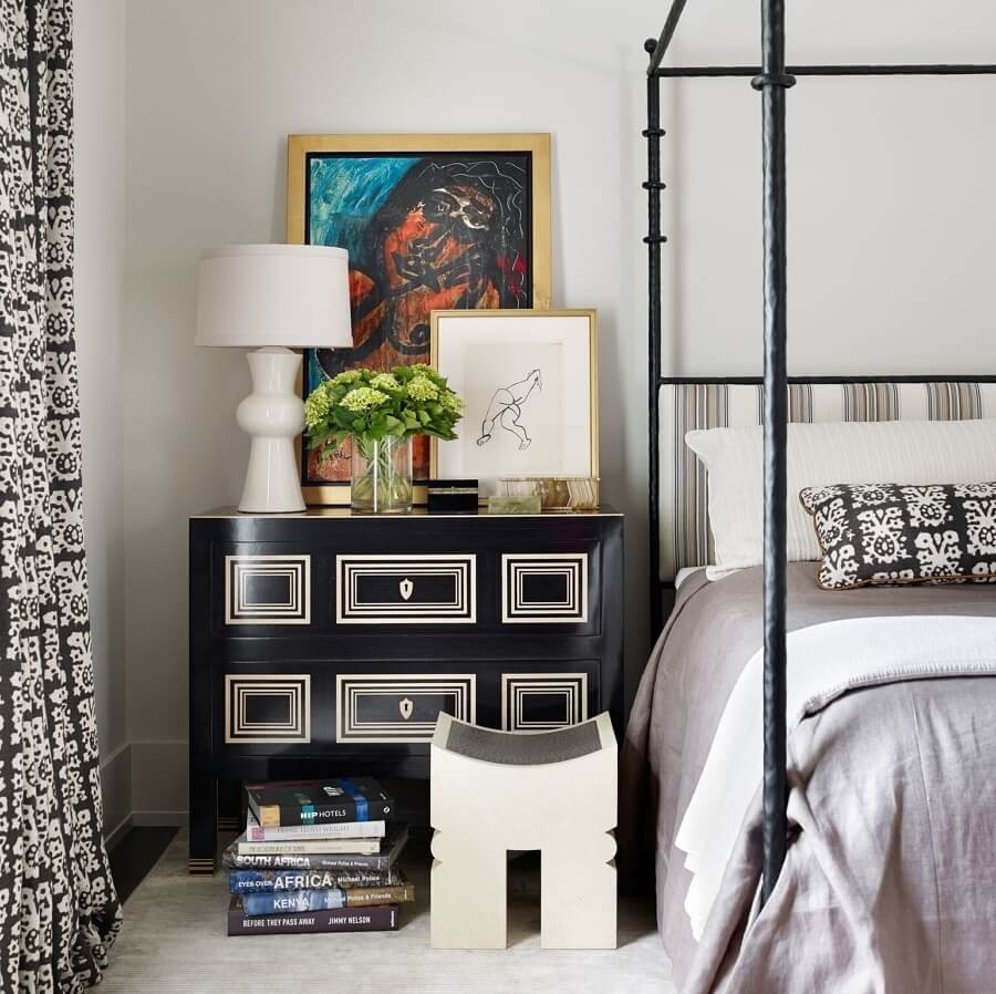 This bedroom invokes a worldly, well-traveled owner. It also shows masculine and feminine elements mixed together for a collected and layered look. Image: Emily Followill