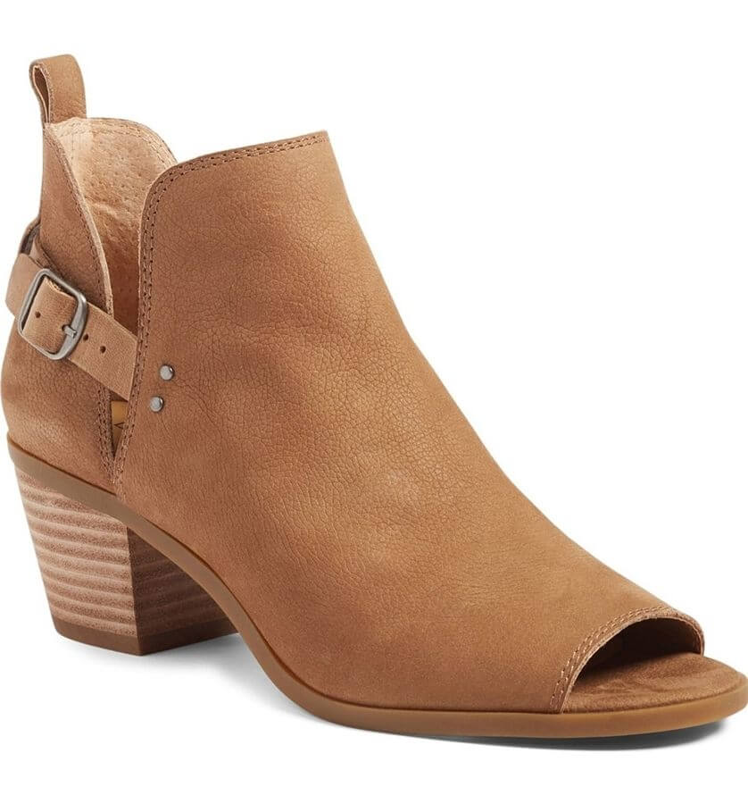 peep toe booties low heel